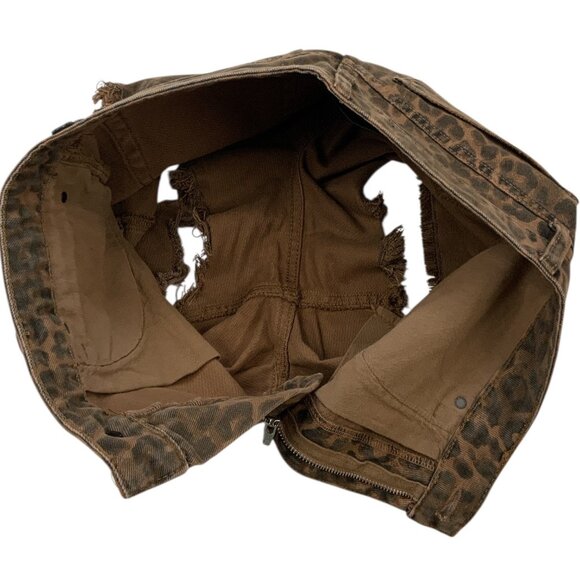 Alexander Wang X Denim Bite Short 26 Tan Leopard Print Frayed - Picture 7 of 12